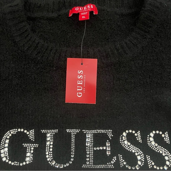 GUESS Rhinestone Logo Knit Tori Sweater. Sz. XL - Picture 9 of 9
